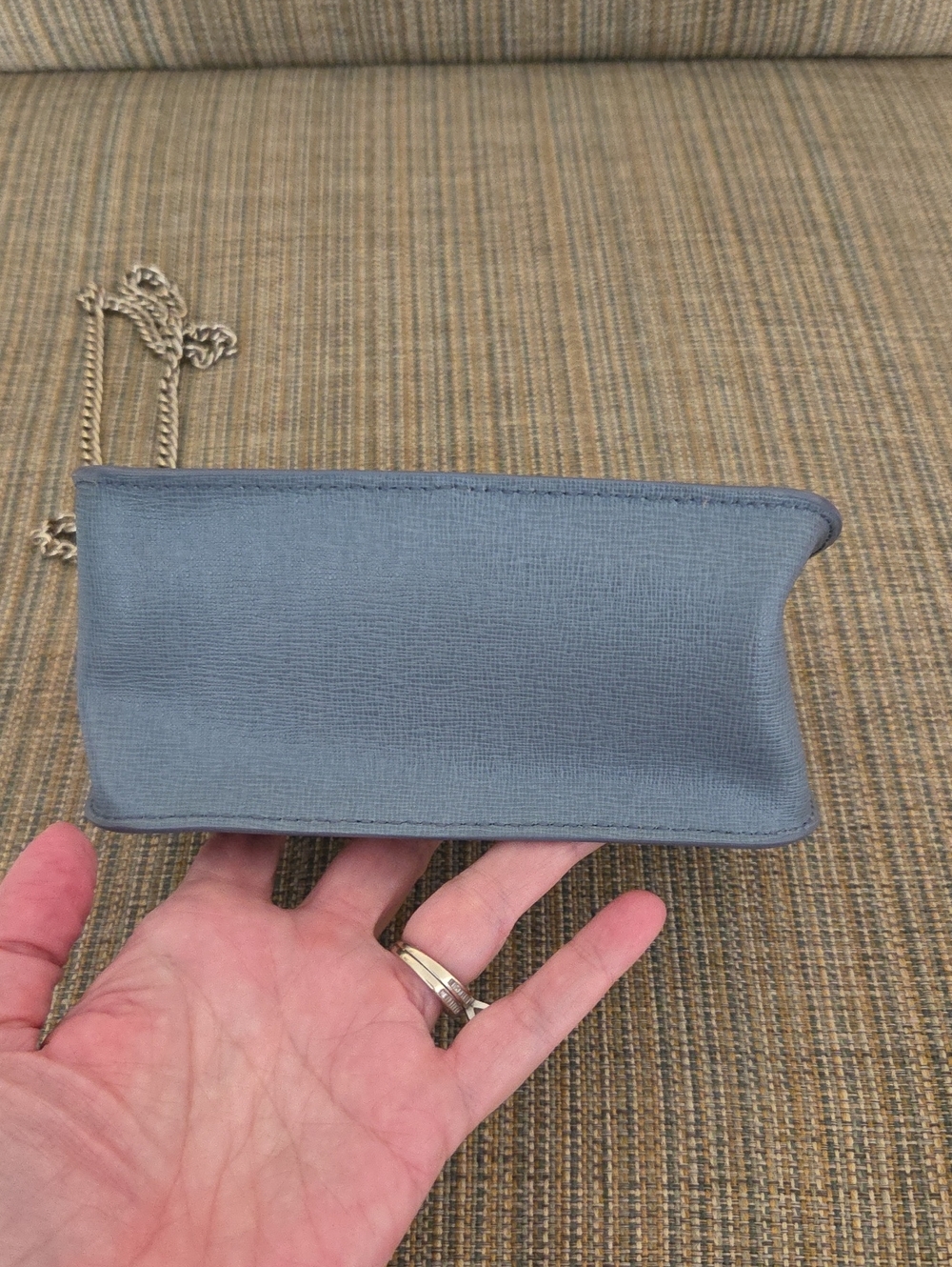 Furla Dusty Blue & Gray Leather Mini Crossbody with Silver Chain - Picture 8 of 11